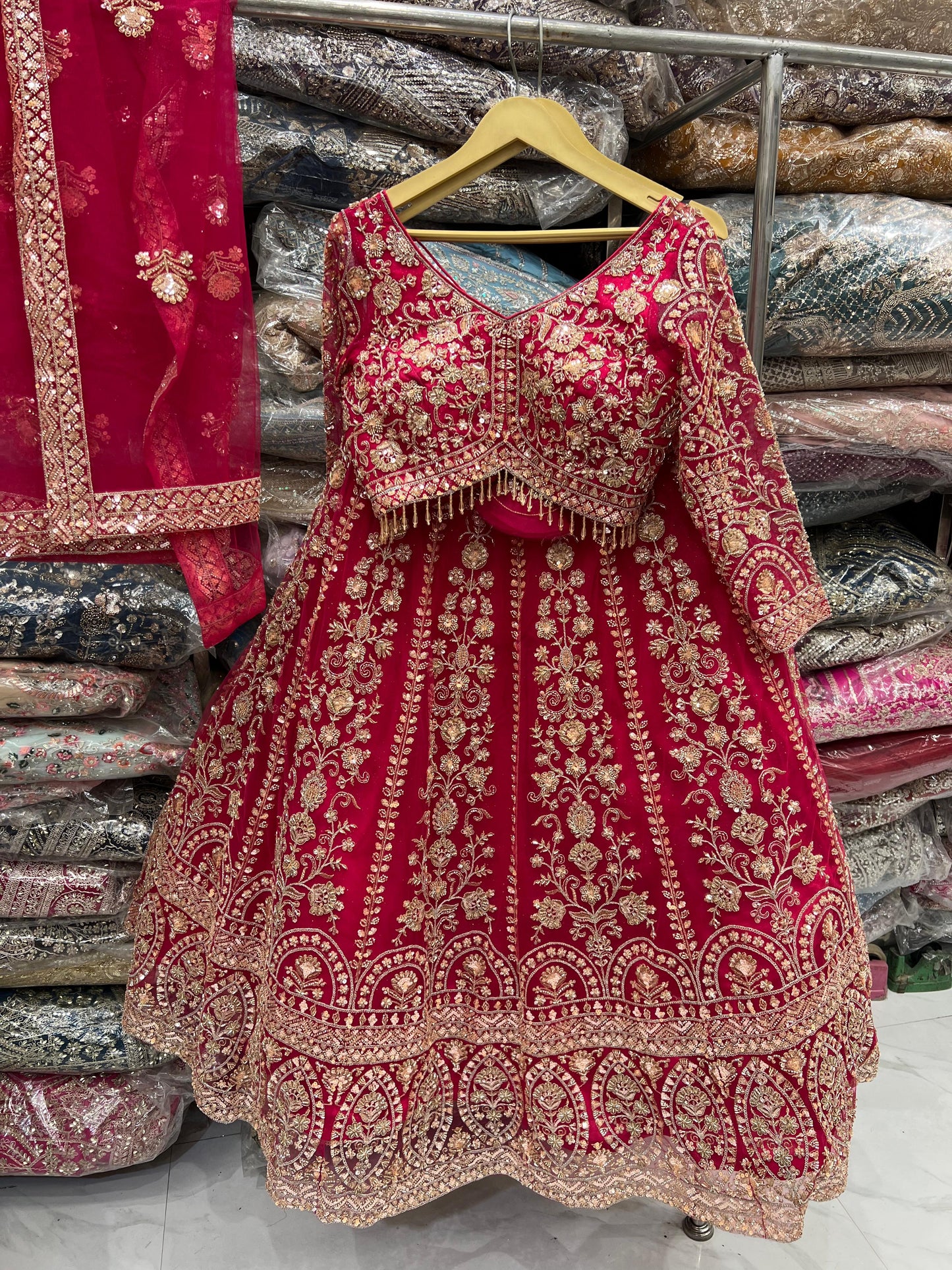 Glamorous teal blue Crop Top Lehenga