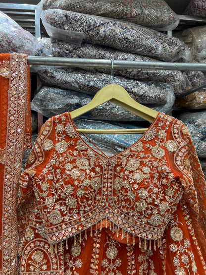 Glamorous teal blue Crop Top Lehenga