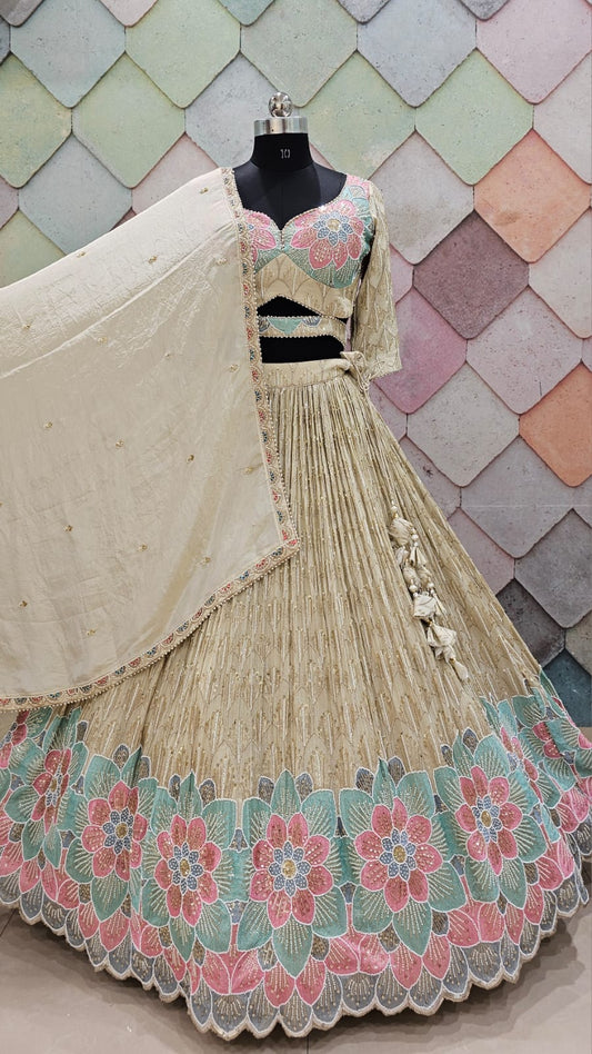 Charming pure grace golden Crop Top Lehenga