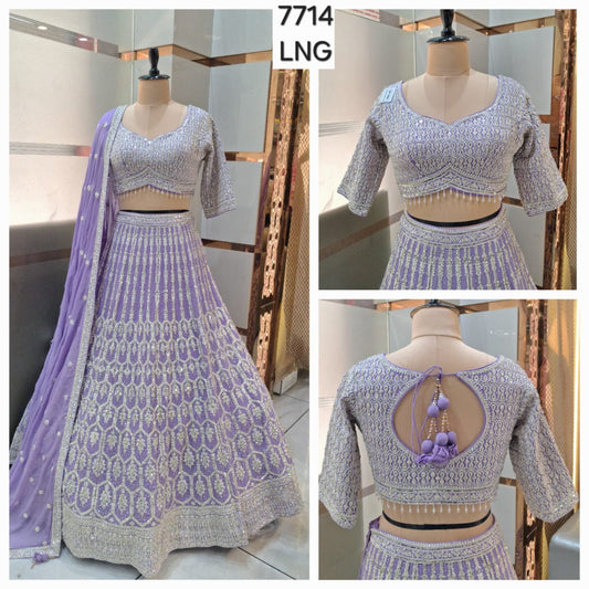 Awesome Lavender pink Ready to wear Crop Top Lehenga