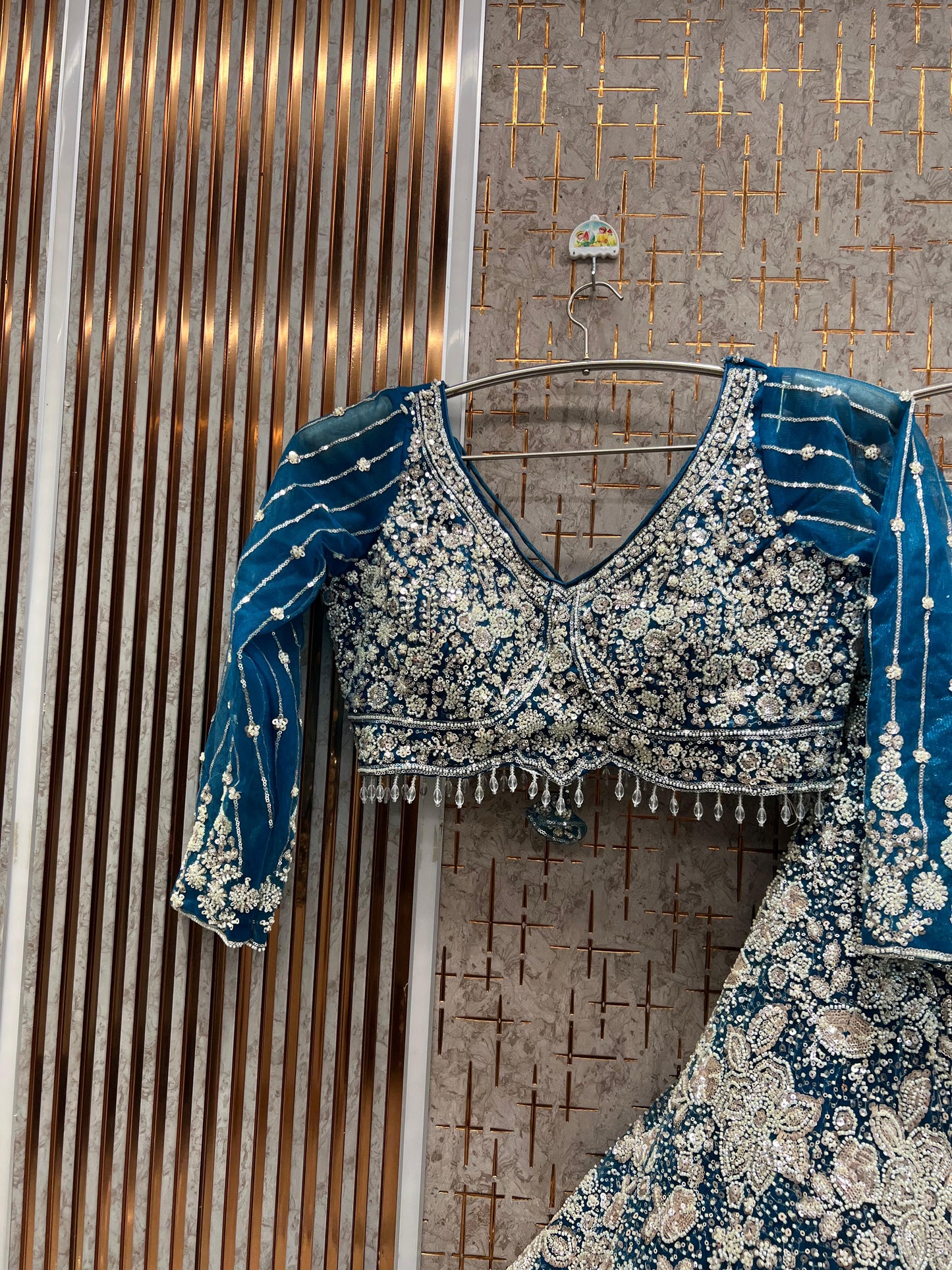 Pleasing Sky blue Crop Top Lehenga