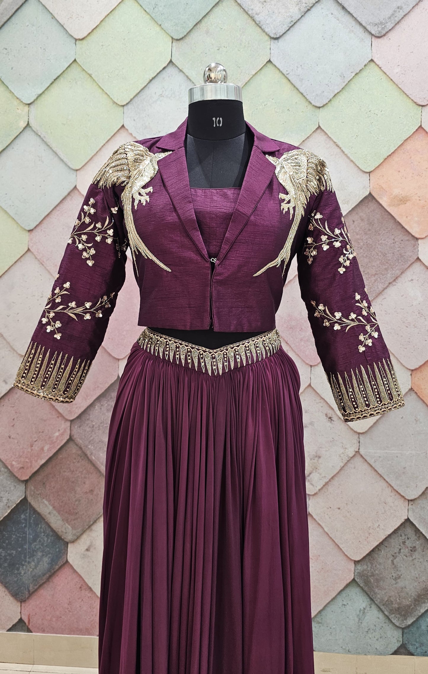 Khoobsurat Indo western Elegance wine maroon Lehenga