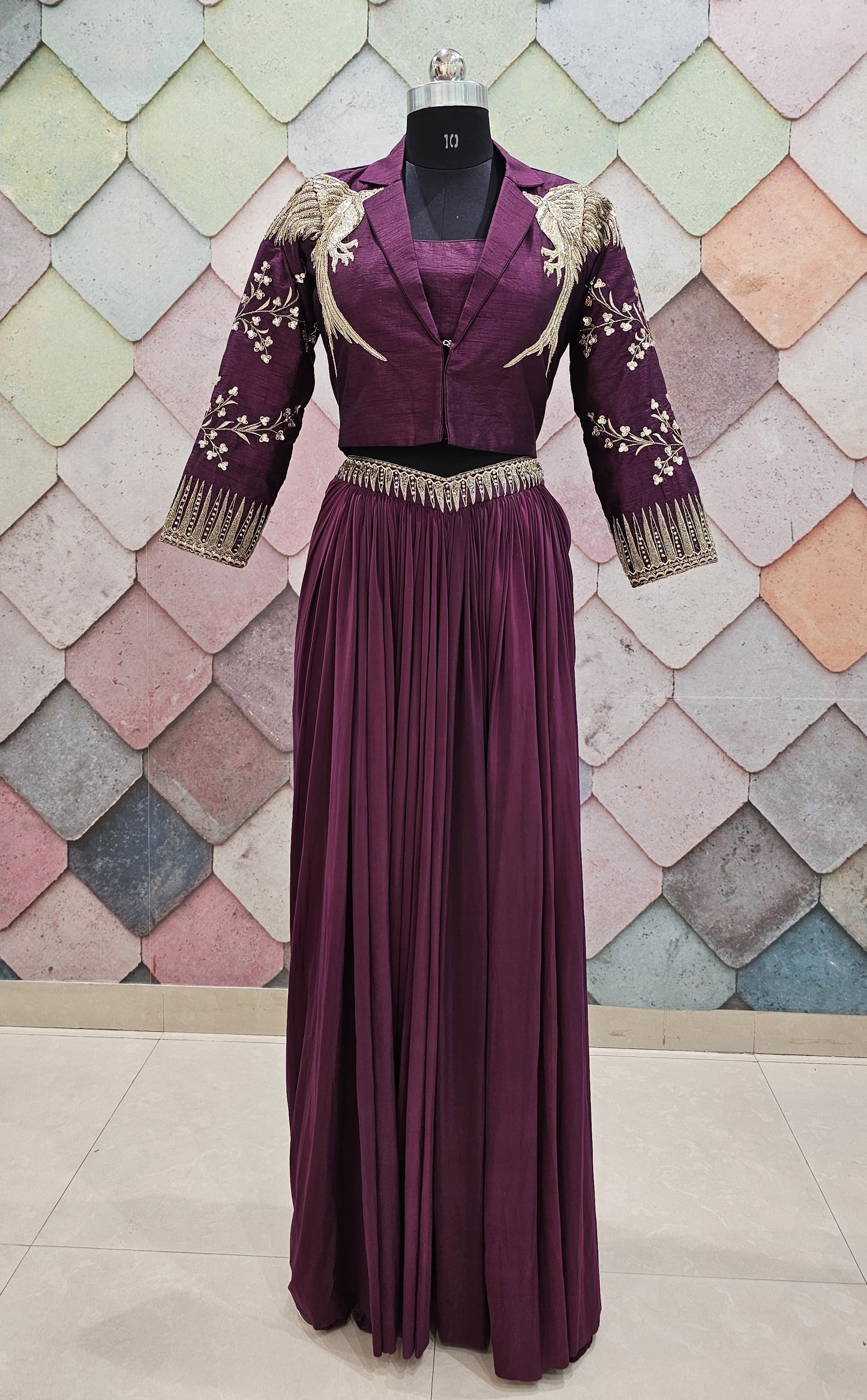 Khoobsurat Indo western Elegance wine maroon Lehenga