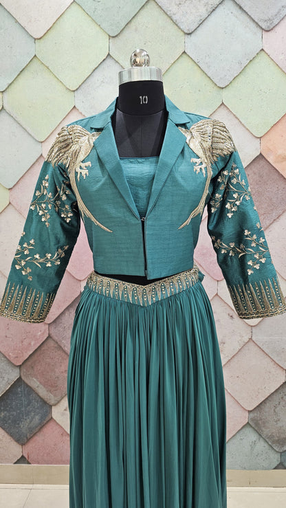 Khoobsurat Indo western Elegance wine maroon Lehenga