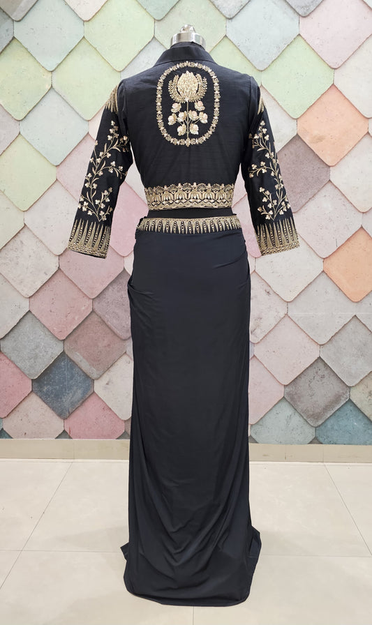 Majestic Indo western Elegance black Lehenga