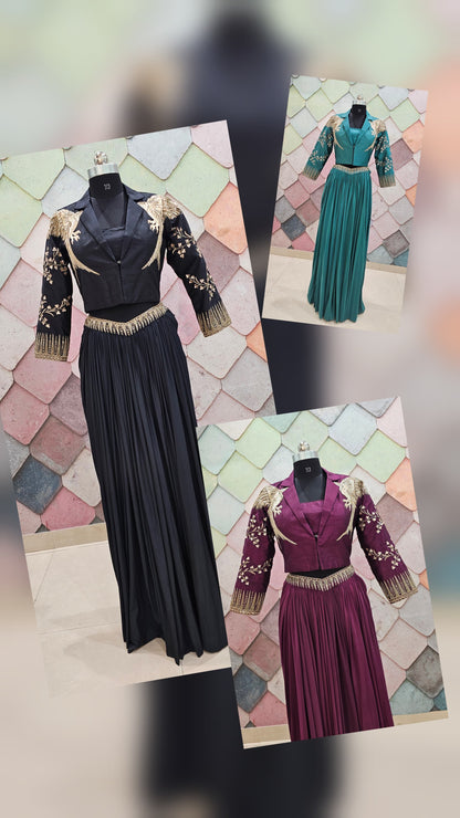 Khoobsurat Indo western Elegance wine maroon Lehenga