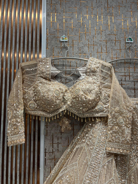 Charming golden Crop Top Lehenga