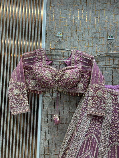 Eye Catching Sky blue Crop Top Lehenga