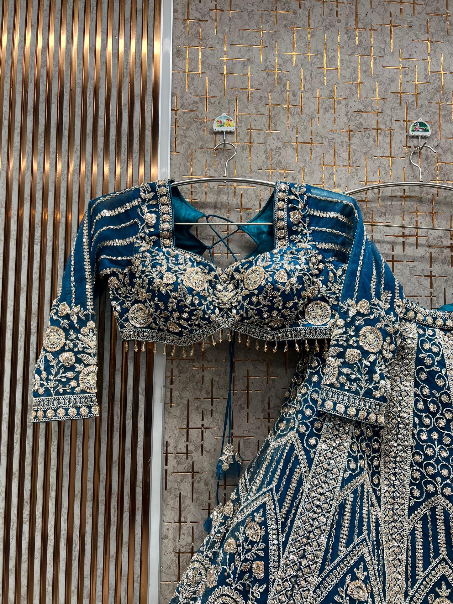 Eye Catching Sky blue Crop Top Lehenga