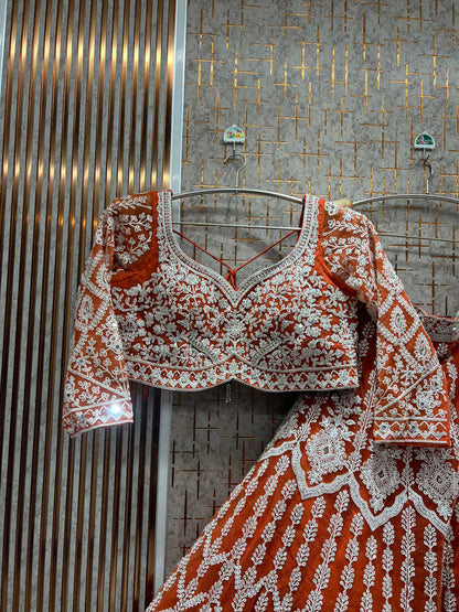 Elegant purple Crop Top Lehenga