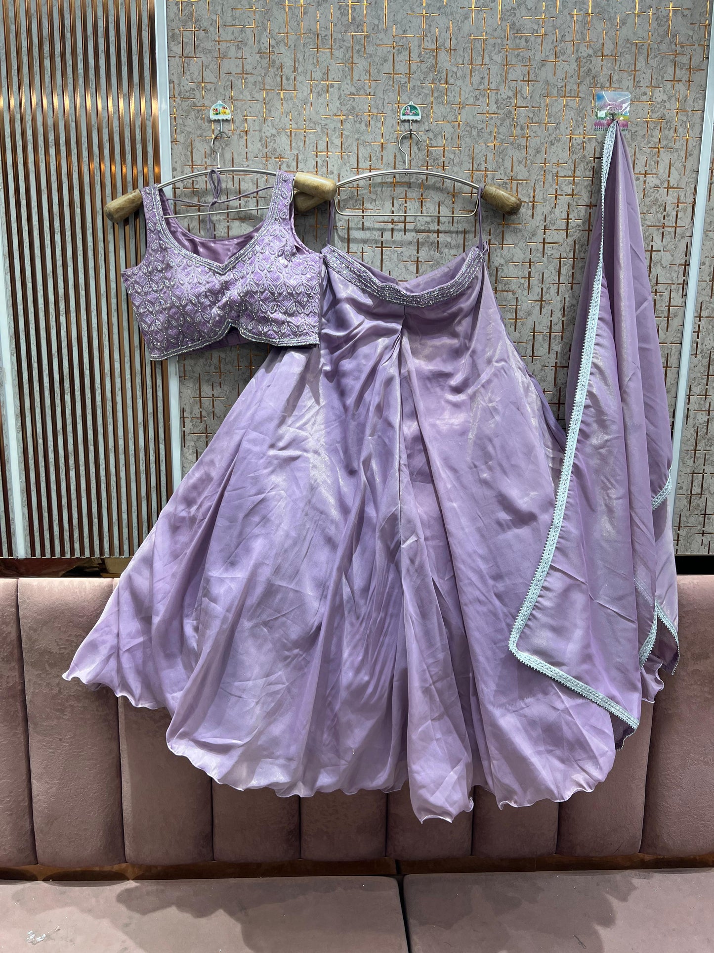 Majestic Sky blue purple pink Ready to wear Crop Top Lehenga