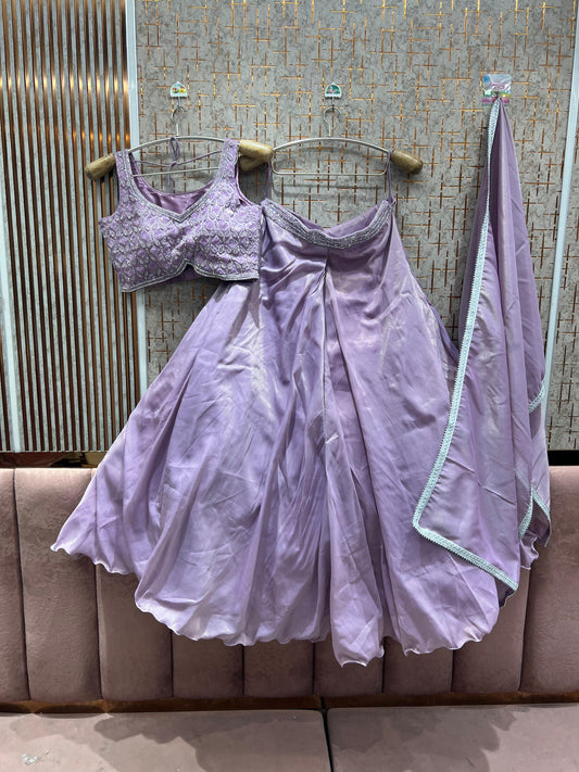 Charming purple pink Ready to wear Crop Top Lehenga
