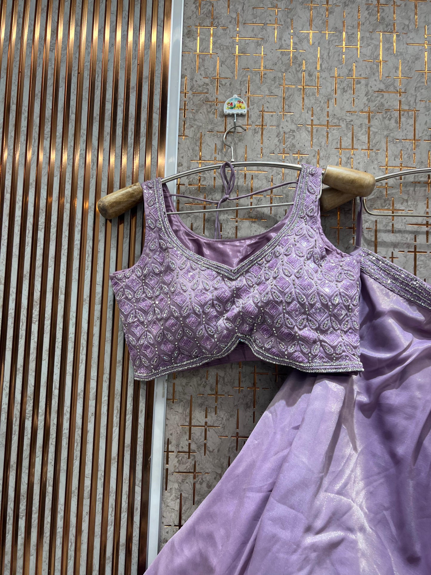 Majestic Sky blue purple pink Ready to wear Crop Top Lehenga