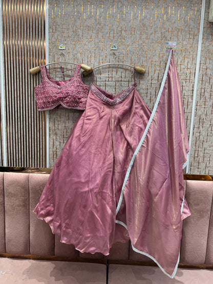 Majestic Sky blue purple pink Ready to wear Crop Top Lehenga