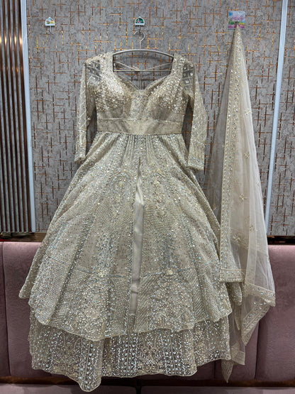 Attractive Golden long Dress Farshi Gaharara Dress Special