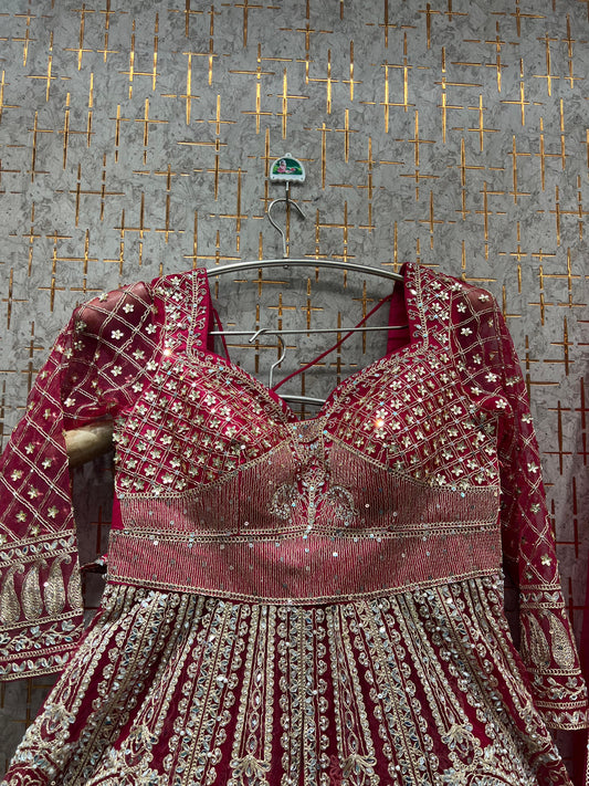 Engaging Red Peplum long Dress Farshi Gaharara Dress Special ( Happy Customer)