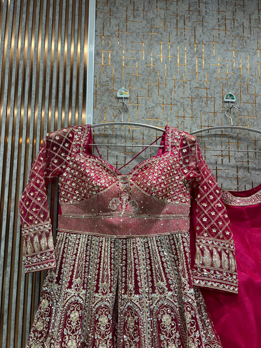 Amazing Hot pink long Dress Farshi Gaharara Dress Special ( Happy Customer)