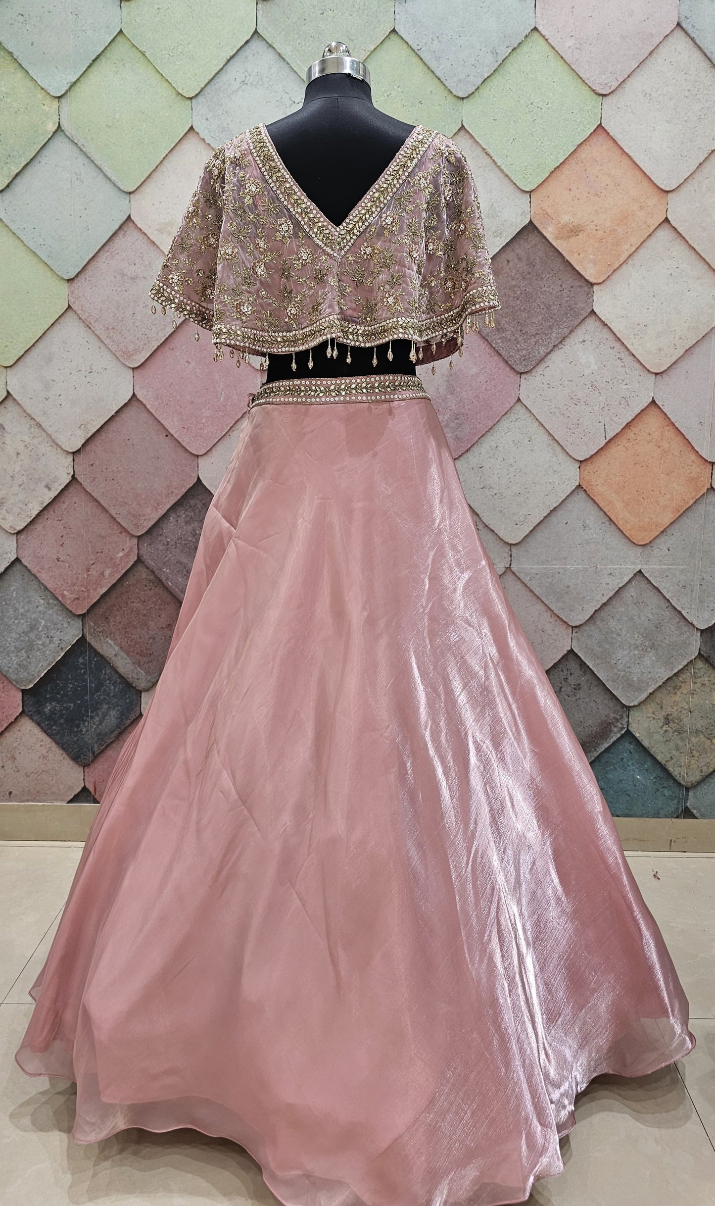 Tremendous poncho Cape Set grey simple Lehenga