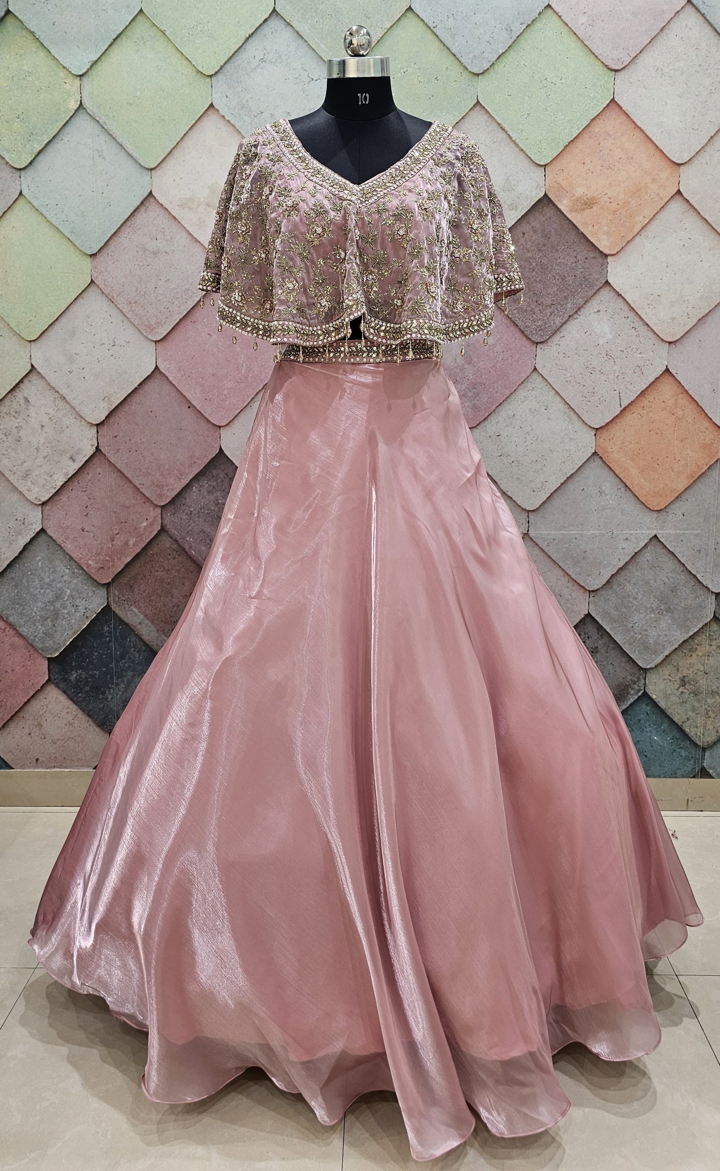 Tremendous poncho Cape Set grey simple Lehenga