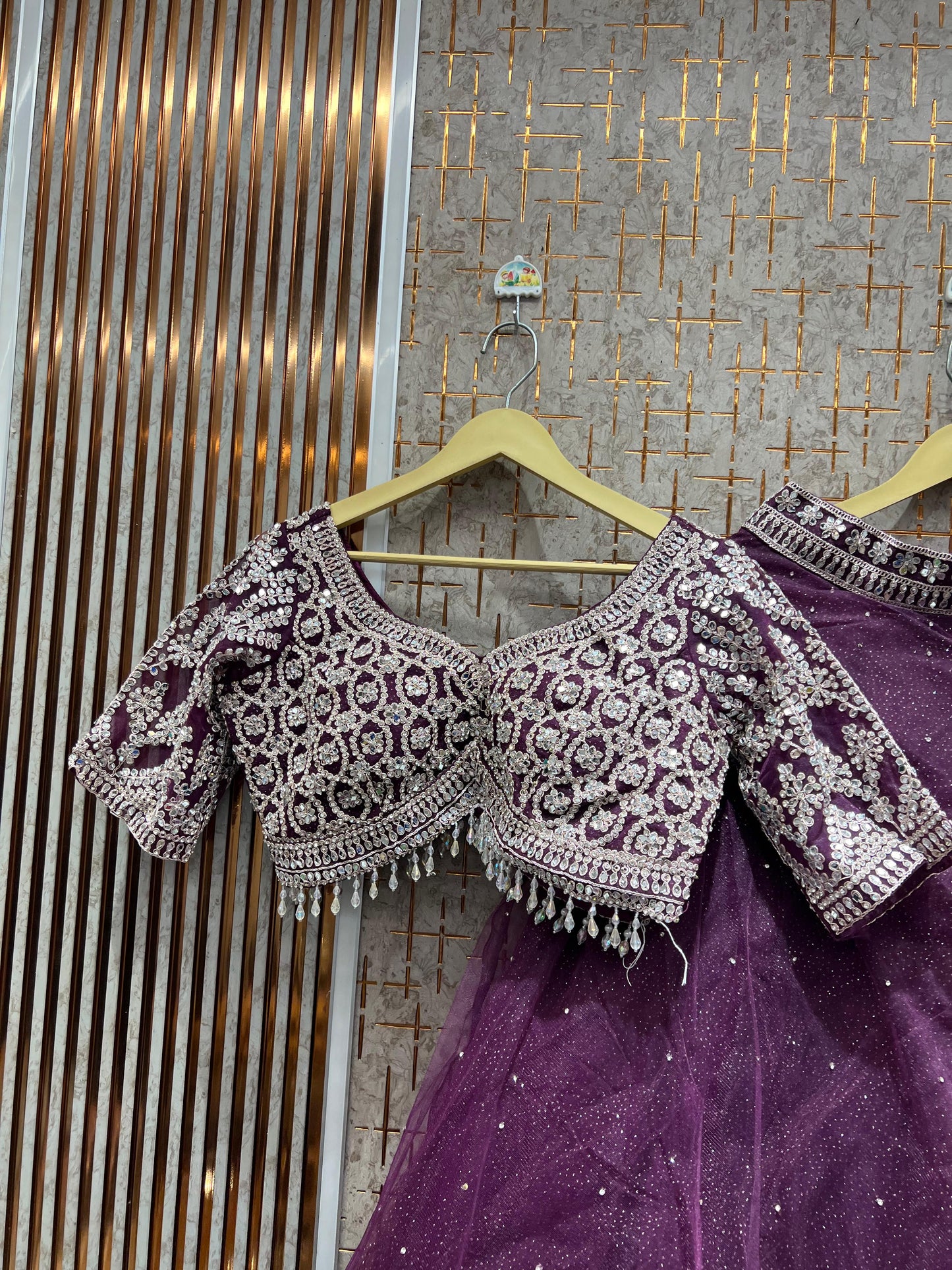 Good looking Dark maroon Ready to wear Crop Top Lehenga