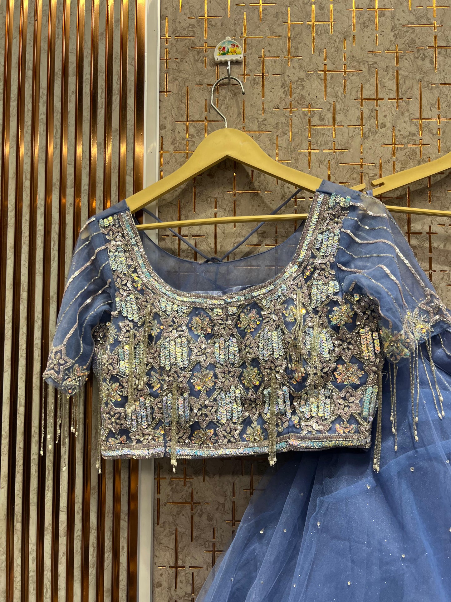 Astonishing sky blue Ready to wear Crop Top Lehenga