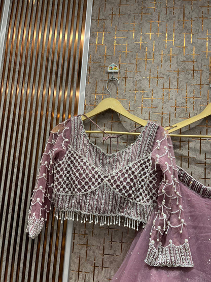 Gorgeous pink Ready to wear Crop Top Lehenga