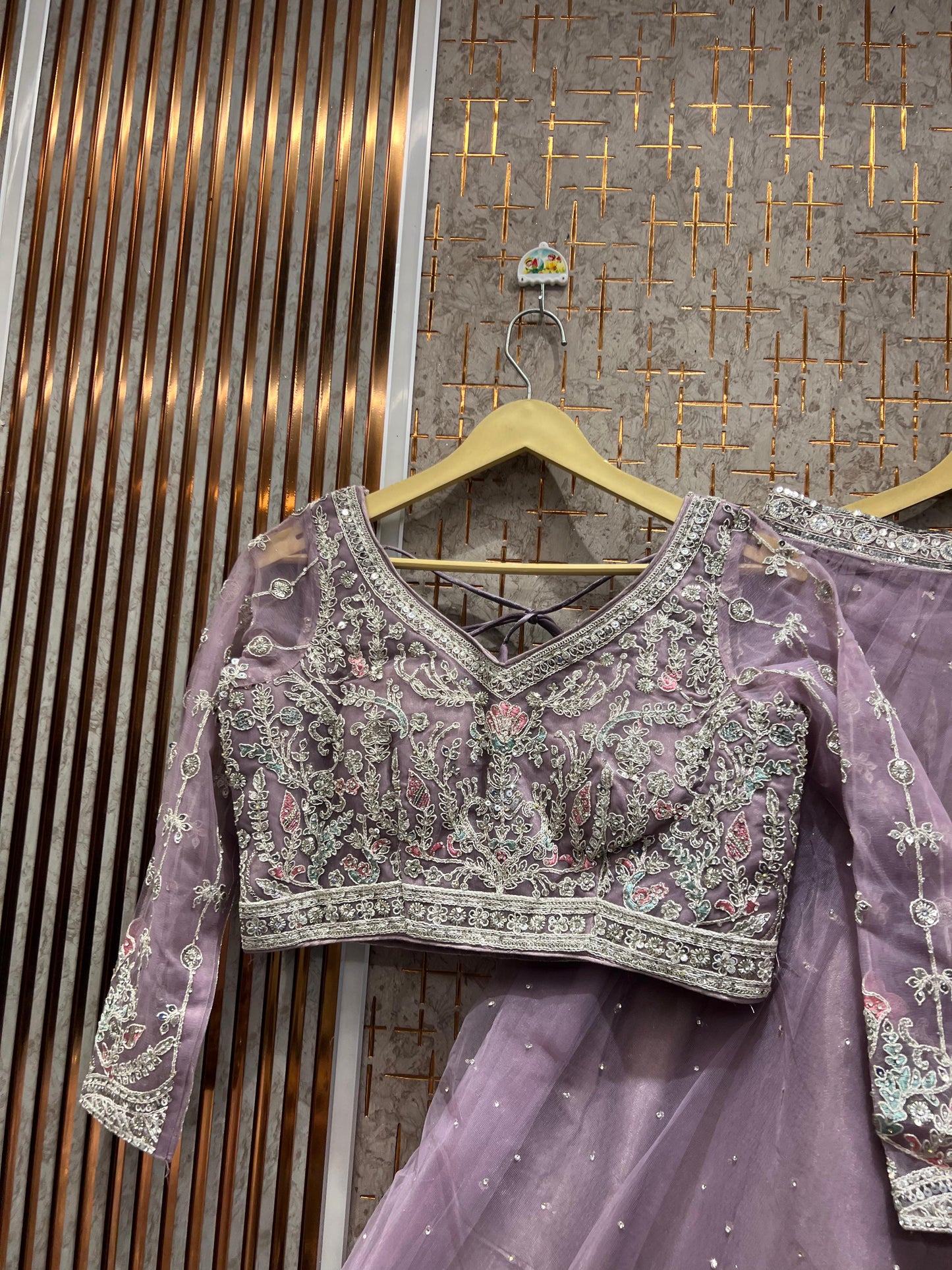 Designer pink Ready to wear Crop Top Lehenga