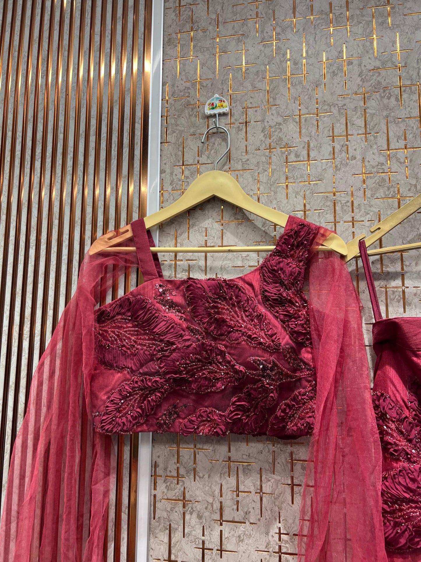 Beautiful red Ready to wear Crop Top Lehenga