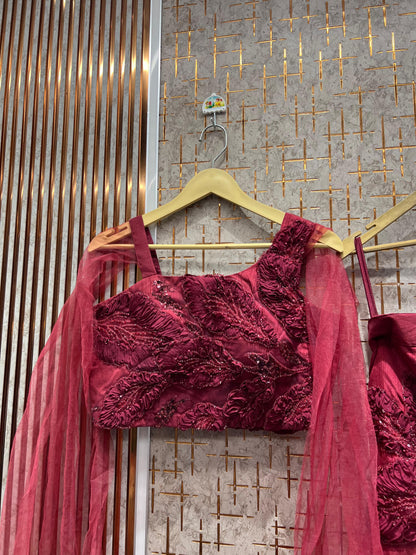 Beautiful red Ready to wear Crop Top Lehenga