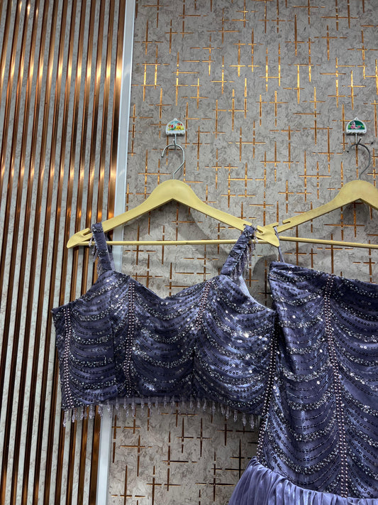 Lovely purple Ready to wear Crop Top Lehenga