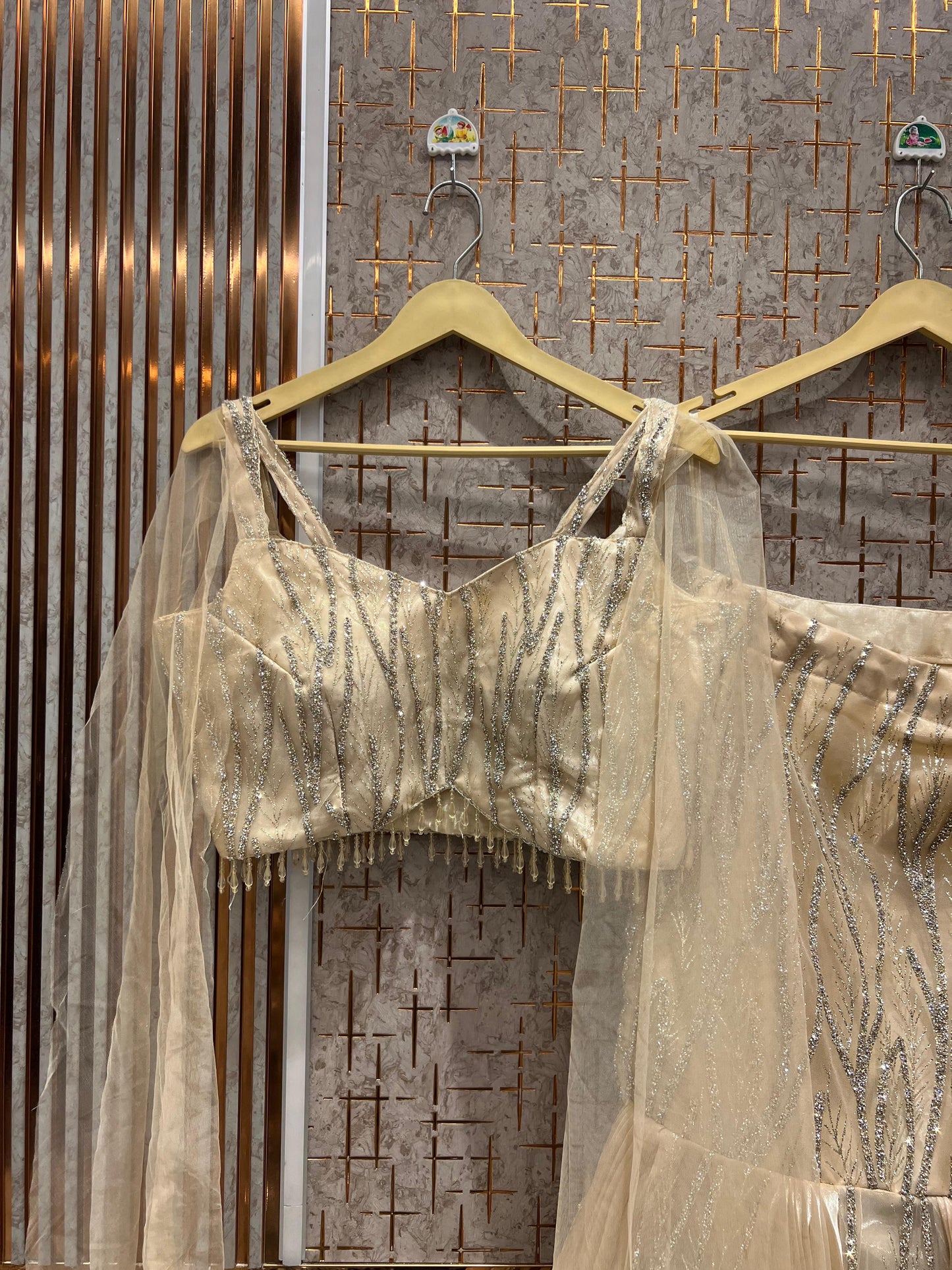 Pretty golden Ready to wear Crop Top Lehenga