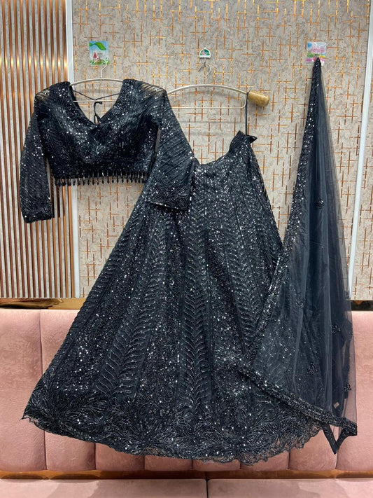 Tremendous black Crop Top Lehenga