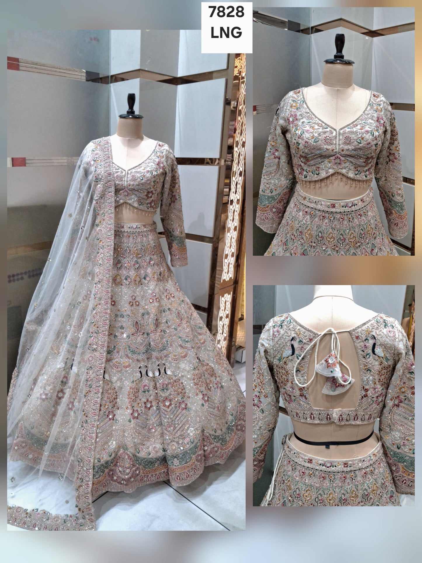 Attractive White peacock Ready to wear Crop Top Lehenga happy customer