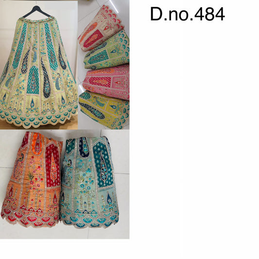 Engaging pista green pink Rama green peacock Crop Top Lehenga