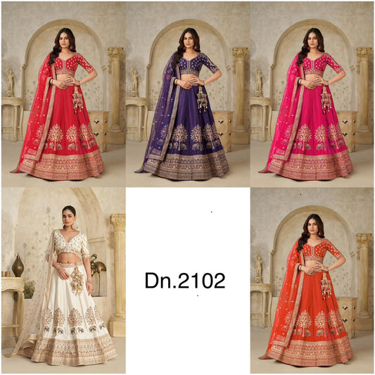 Delightful Red purple Rani pink White Rust Orange Crop Top Lehenga
