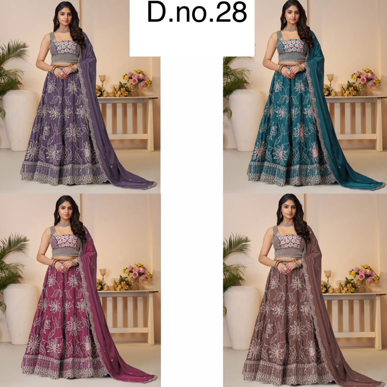 Lavishing Blue purple Hot pink coffee brown Lehenga