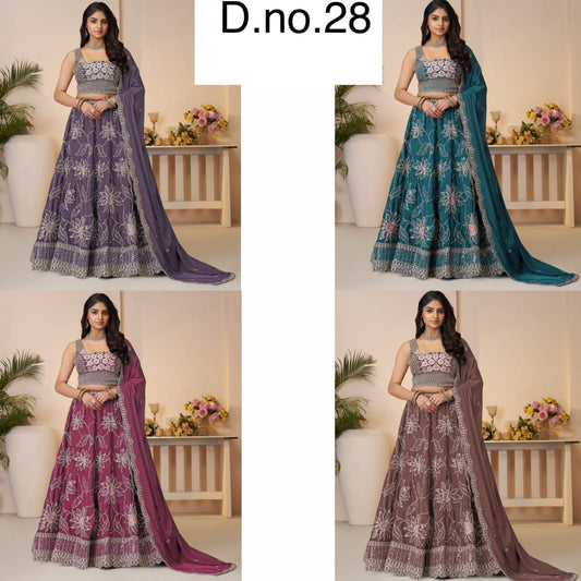Lavishing Blue purple Hot pink coffee brown Lehenga