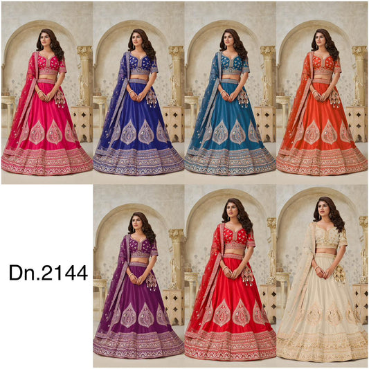 Elegant Red purple Rani pink White Rust Orange Dark blue Sky blue Crop Top Lehenga