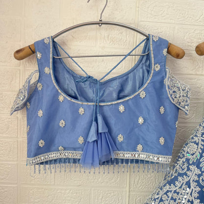 Amazing yellow blue Ready to wear Crop Top Lehenga