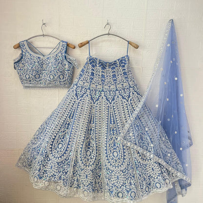 Amazing yellow blue Ready to wear Crop Top Lehenga