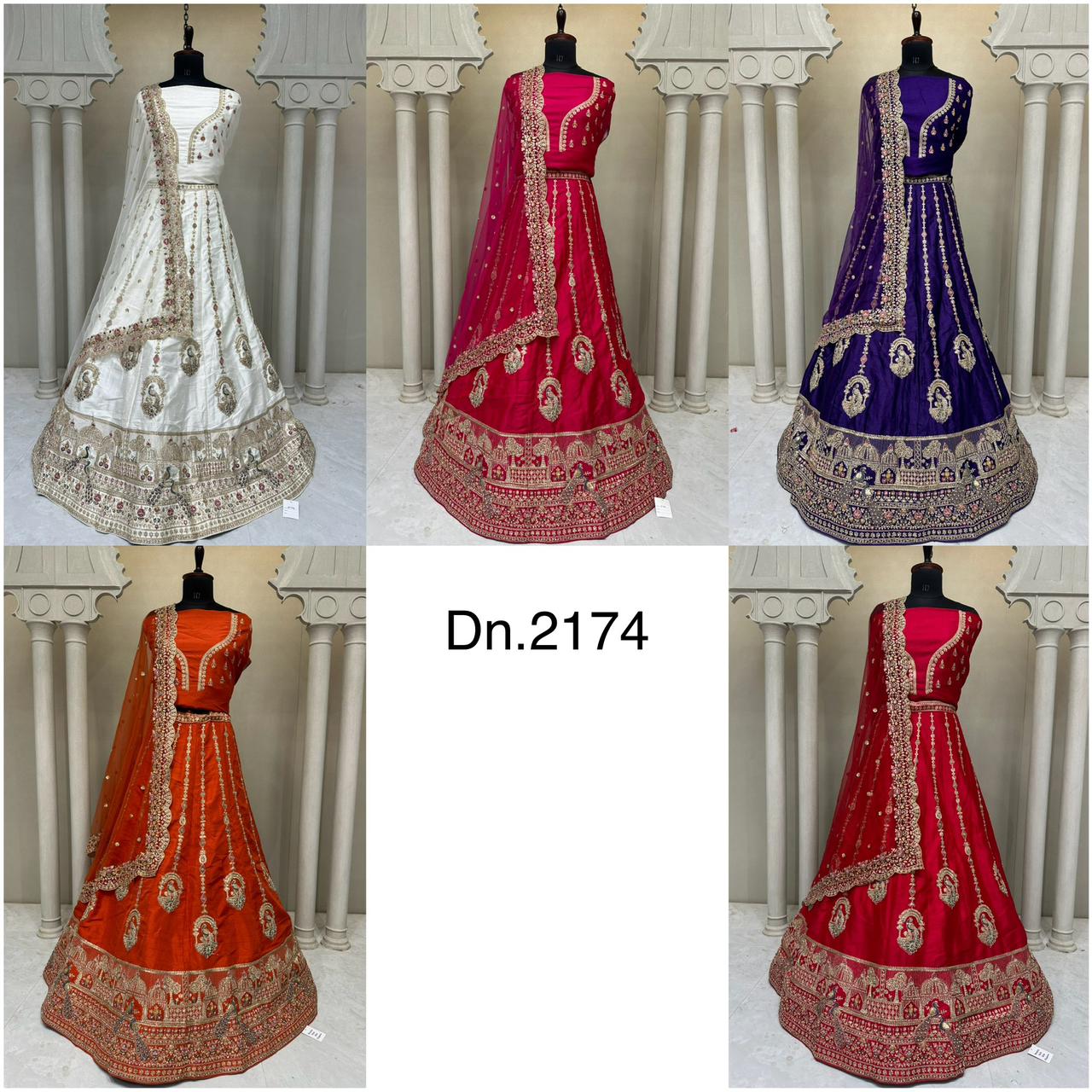 Stunning White purple Rani pink Rust orange Red bridal Lehenga