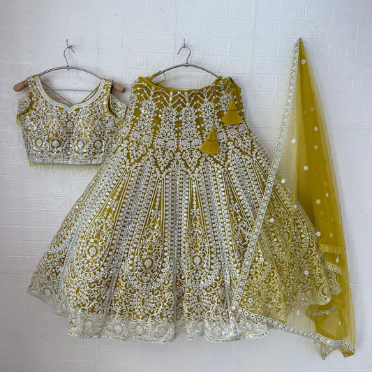 Amazing yellow blue Ready to wear Crop Top Lehenga