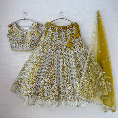 Amazing yellow blue Ready to wear Crop Top Lehenga