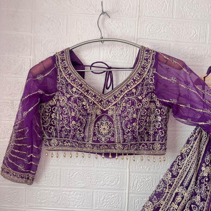 Astonishing Rust orange purple red Ready to wear Crop Top Lehenga