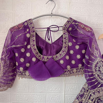 Astonishing Rust orange purple red Ready to wear Crop Top Lehenga