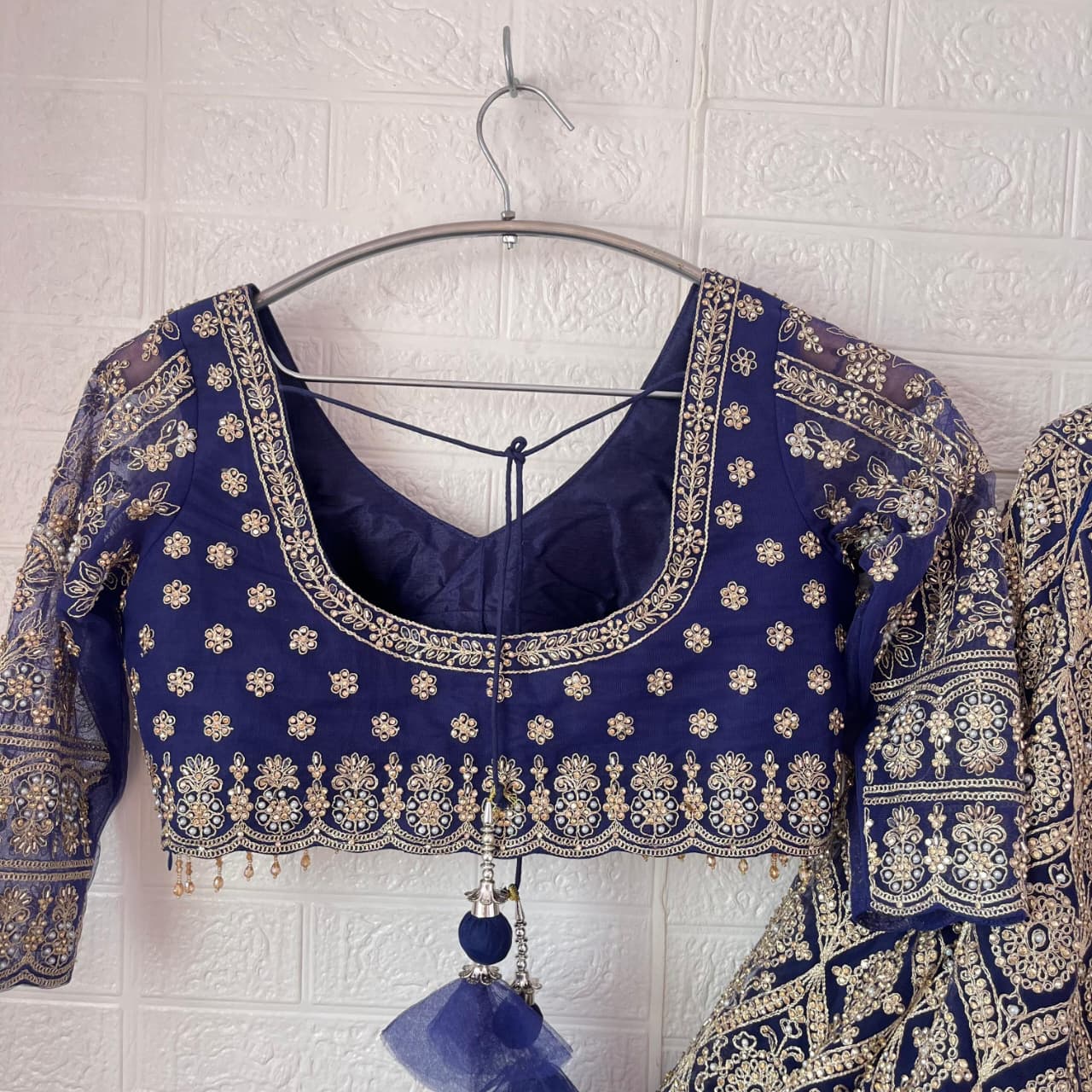 Fantastic Dark blue Ready to wear Crop Top Lehenga
