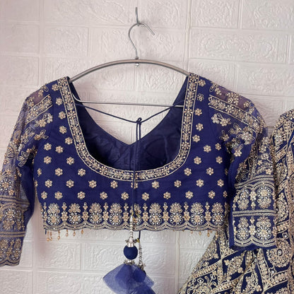 Fantastic Dark blue Ready to wear Crop Top Lehenga