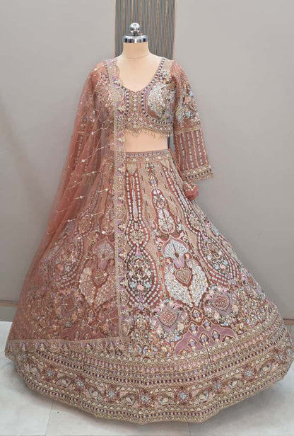 Designer yellow peacock Crop Top Lehenga