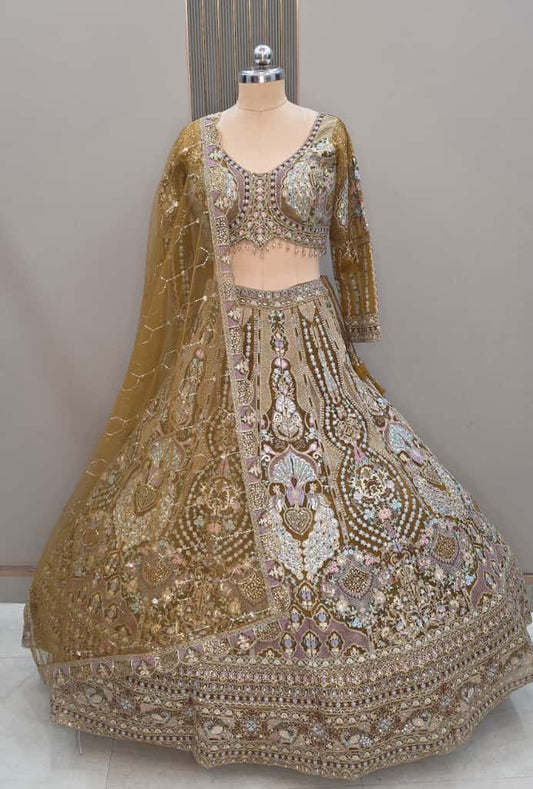 Tremendous pista green peacock Crop Top Lehenga