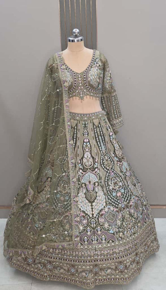 Lovely onion pink peacock Crop Top Lehenga